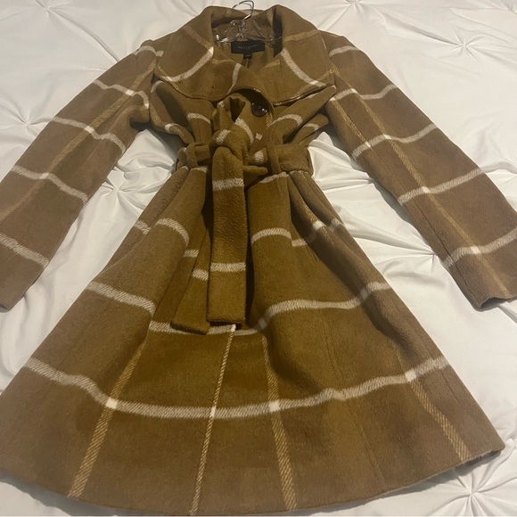 Ann Taylor Plaid Coat Tan Small - Picture 9 of 11